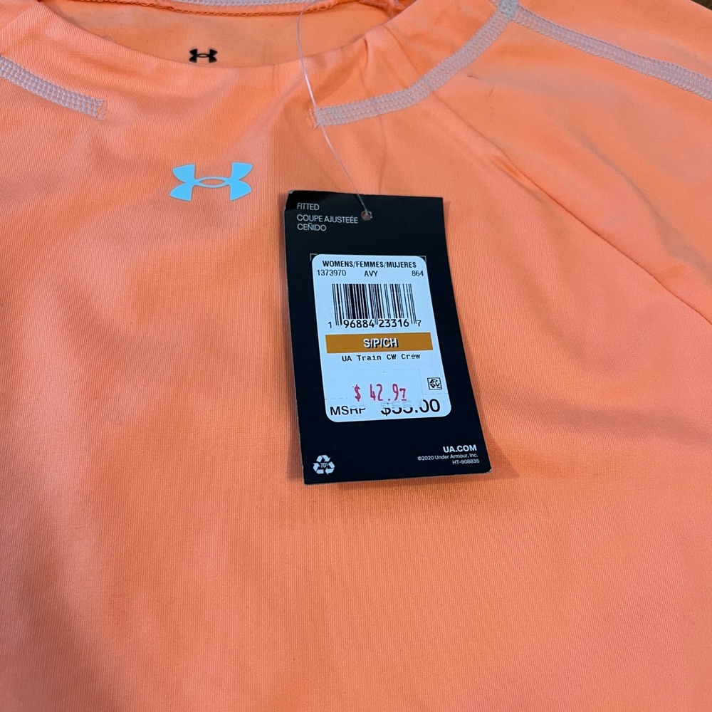 Under Armour Womens UA Train CW Crew Long Sleeve Shirt Orange 1373970 Small NWT - Picture 4 of 14